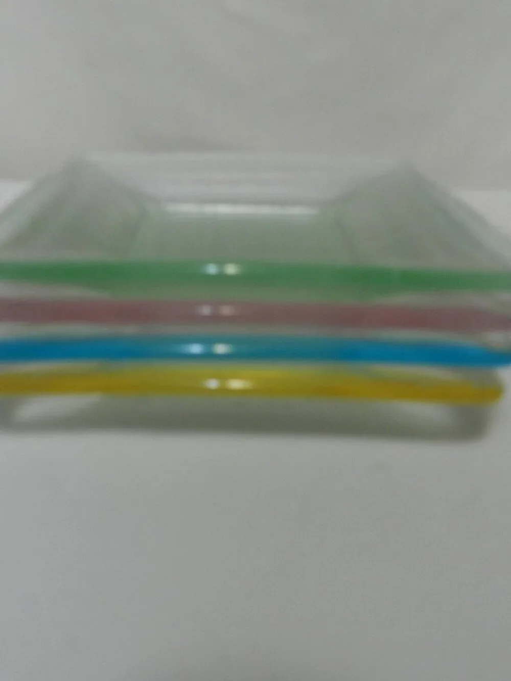 Crate & Barrel Pastel Square Side Appetizer Dessert Starter Glass Plates Set 4